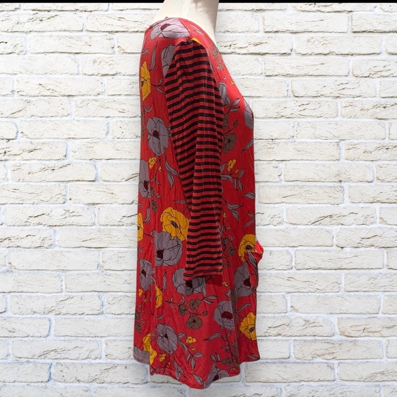 LOGO Lounge Lori Goldstein Tunic Women's Small Long Top Floral and stripes - Picture 2 of 4